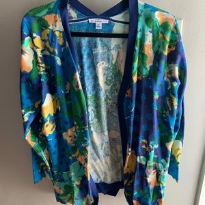 Isaac Mizrahi Live! Mixed Print Open Front Cardigan
